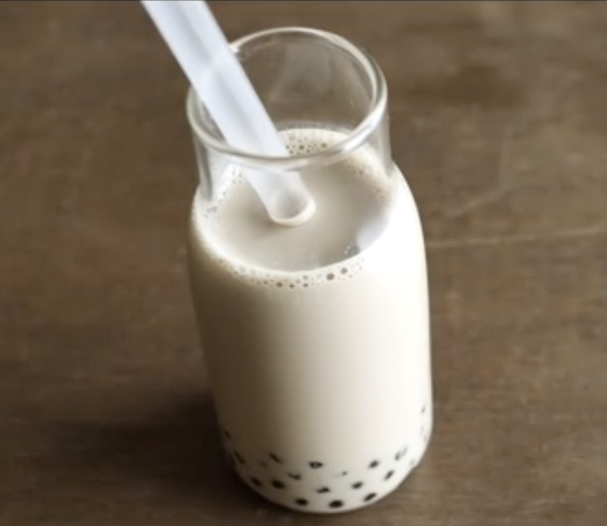 Delicious homemade bubble tea with tapioca pearls